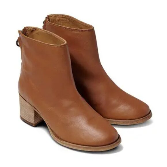 NEW BEEK Made In Mexico Leather Pheasant Booties in Cognac for women 1125 13m8 - Picture 1 of 7